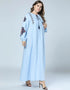 Elegant Embroidered Abaya with Lantern Sleeves and Large Swing Skirt